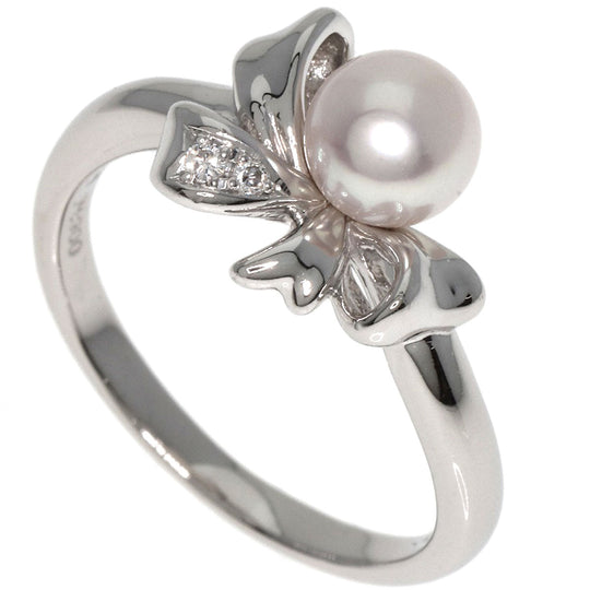 TASAKI Ring PT900 Silver Pearl pearl diamond Women Used Authentic