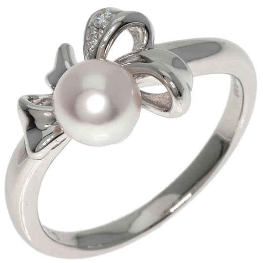 TASAKI Ring PT900 Silver Pearl pearl diamond Women Used Authentic