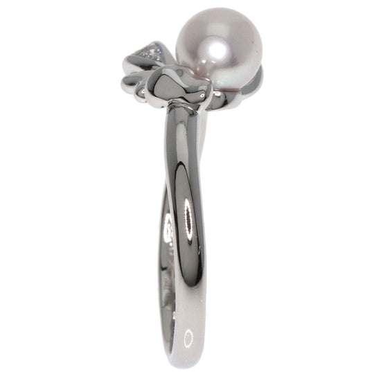 TASAKI Ring PT900 Silver Pearl pearl diamond Women Used Authentic