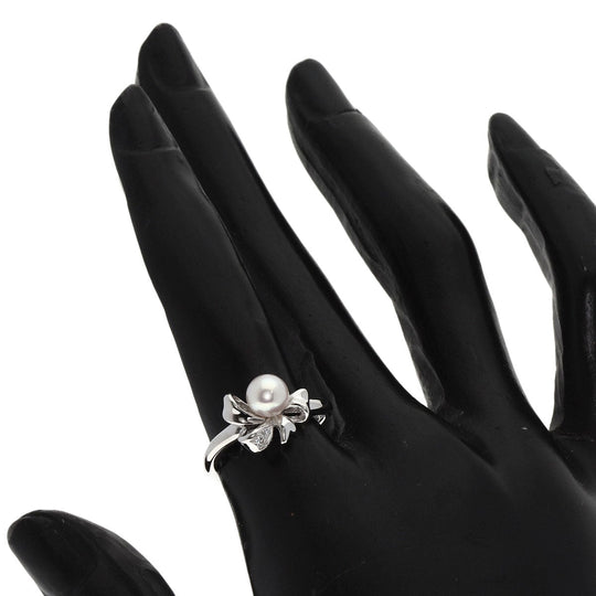 TASAKI Ring PT900 Silver Pearl pearl diamond Women Used Authentic