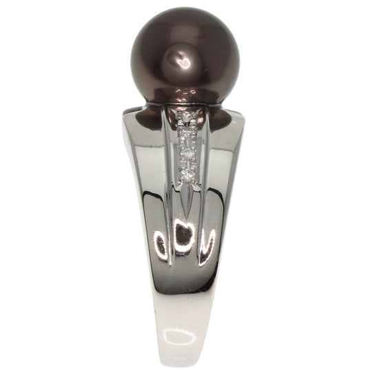 TASAKI Ring PT900 Silver Pearl pearl diamond Women Used Authentic