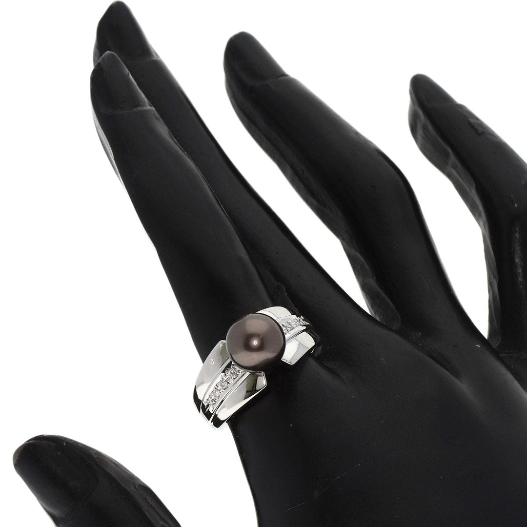 TASAKI Ring PT900 Silver Pearl pearl diamond Women Used Authentic