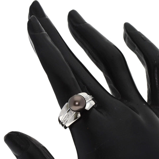 TASAKI Ring PT900 Silver Pearl pearl diamond Women Used Authentic