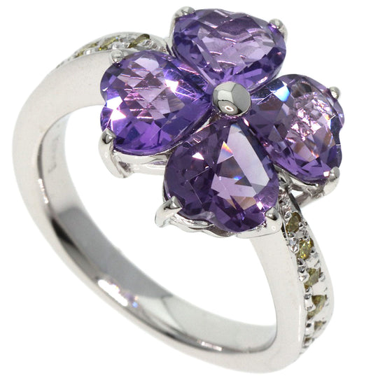 4℃ Ring K18WG Silver Amethyst diamond Women Used Authentic