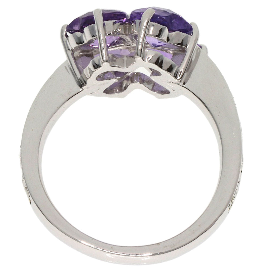 4℃ Ring K18WG Silver Amethyst diamond Women Used Authentic