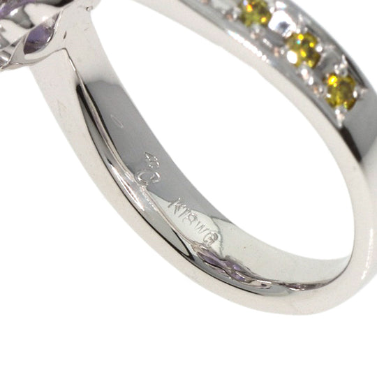 4℃ Ring K18WG Silver Amethyst diamond Women Used Authentic