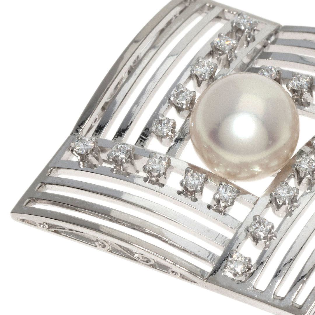 MIKIMOTO Necklace K14WG Silver Pearl pearl diamond Women Used Authentic