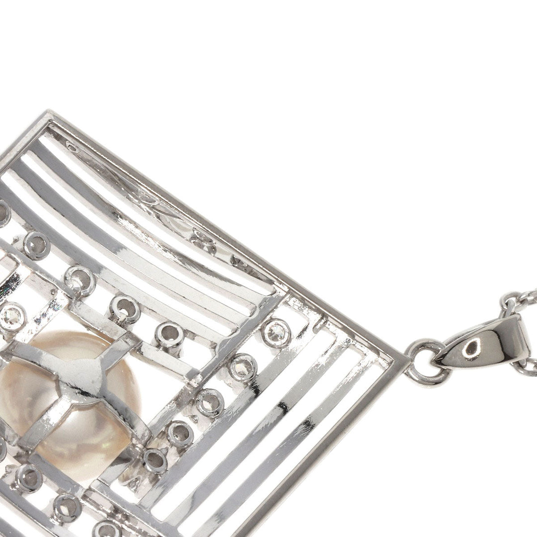 MIKIMOTO Necklace K14WG Silver Pearl pearl diamond Women Used Authentic