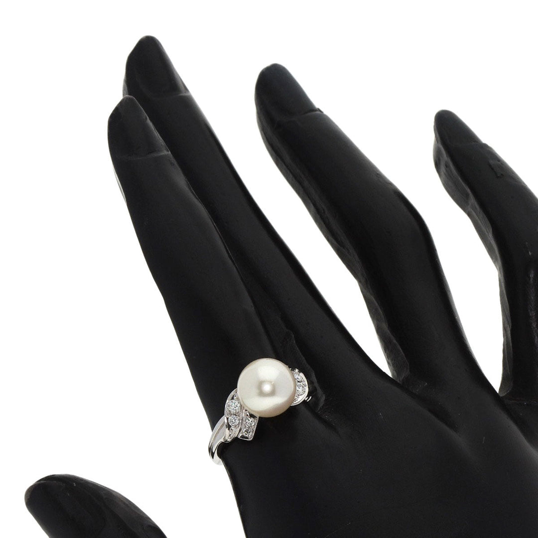 MIKIMOTO Ring K14WG Silver Pearl pearl diamond