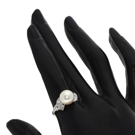 MIKIMOTO Ring K14WG Silver Pearl pearl diamond