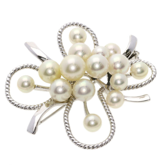 MIKIMOTO Brooch K14WG Silver Akoya pearl Pearl Women Used Authentic