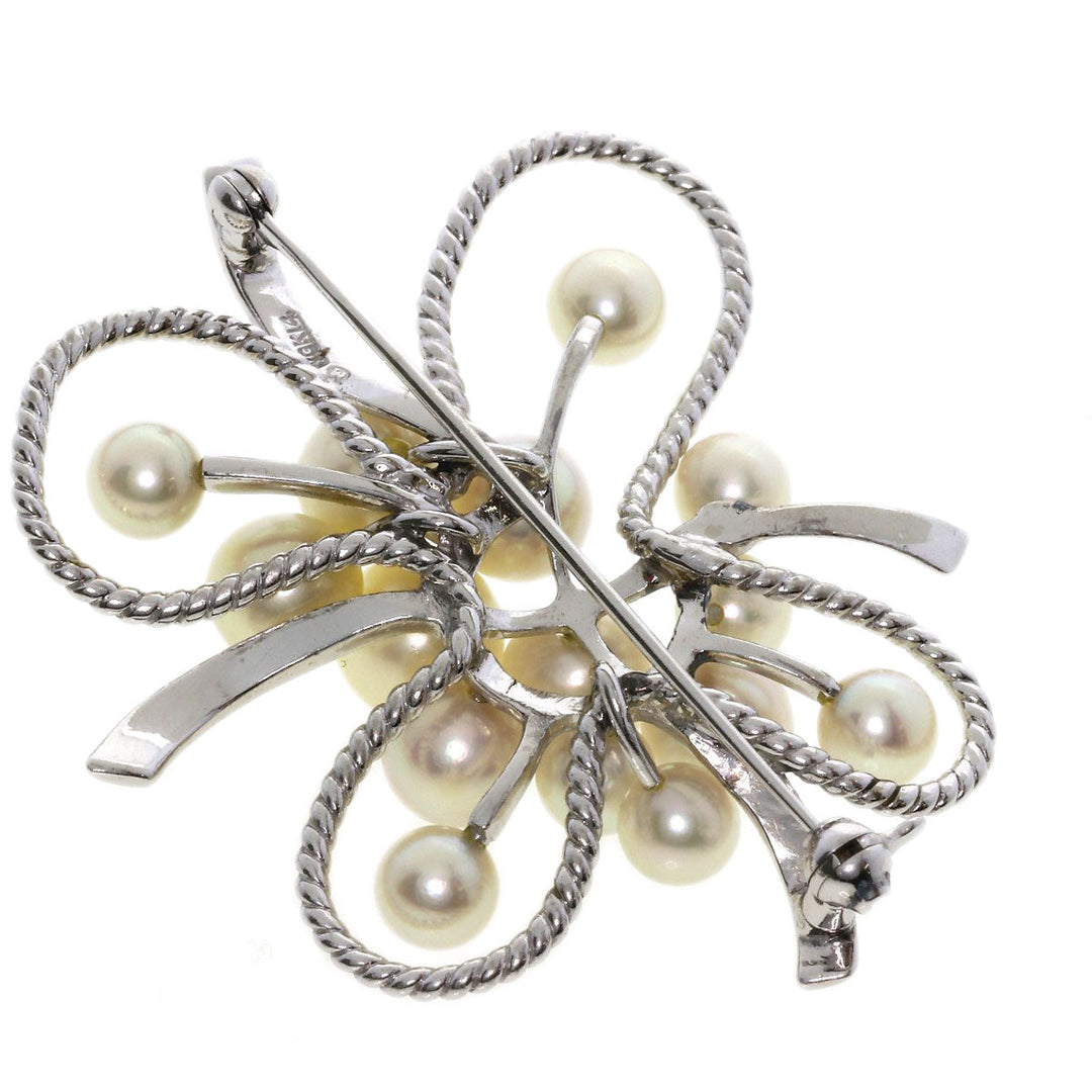 MIKIMOTO Brooch K14WG Silver Akoya pearl Pearl Women Used Authentic
