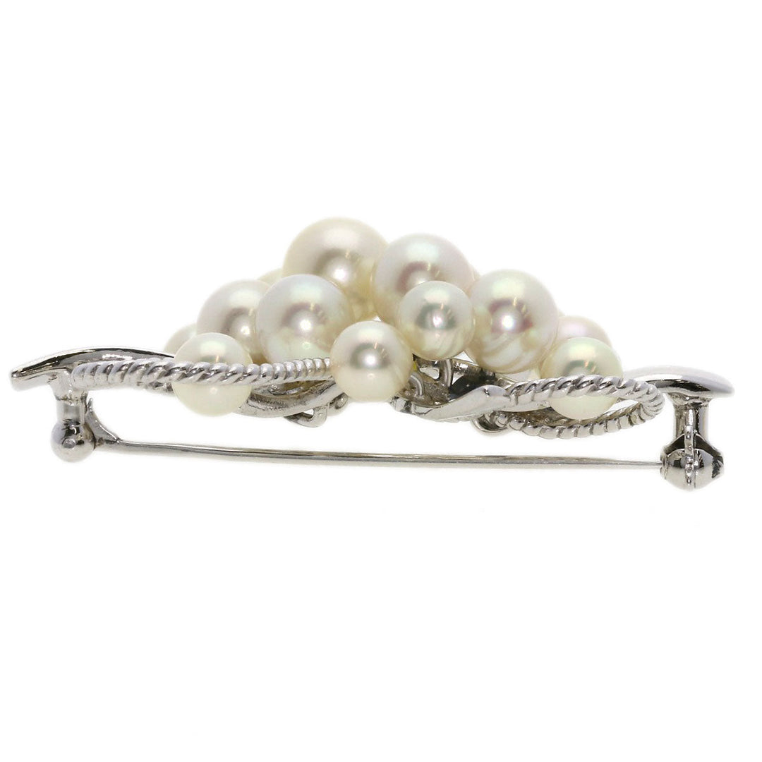 MIKIMOTO Brooch K14WG Silver Akoya pearl Pearl Women Used Authentic