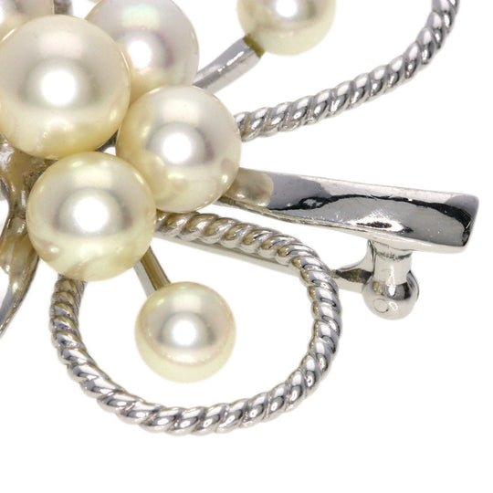MIKIMOTO Brooch K14WG Silver Akoya pearl Pearl Women Used Authentic