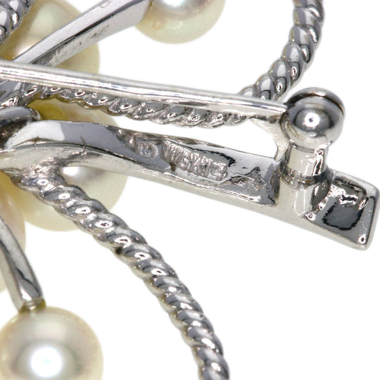 MIKIMOTO Brooch K14WG Silver Akoya pearl Pearl Women Used Authentic