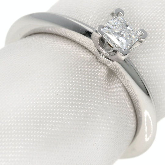 TIFFANY&Co. Ring PT950 Silver Square Princess Diamond Knife Edge Women Used Authentic