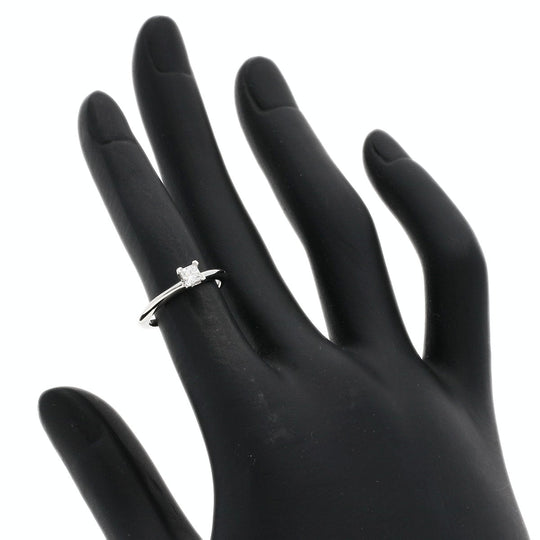 TIFFANY&Co. Ring PT950 Silver Square Princess Diamond Knife Edge Women Used Authentic