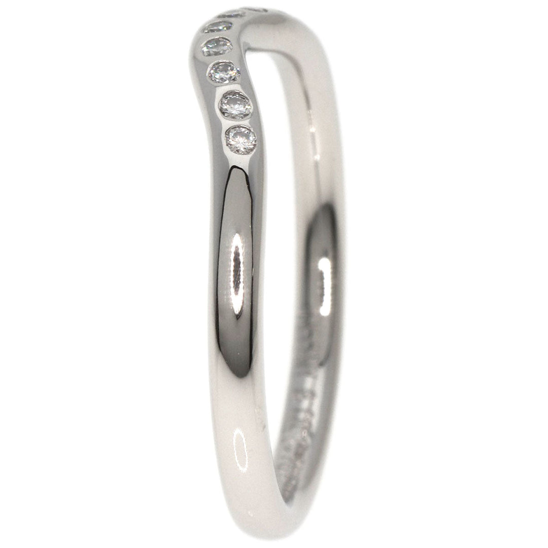 TIFFANY&Co. Ring PT950 Silver Curved band diamond Women Used Authentic