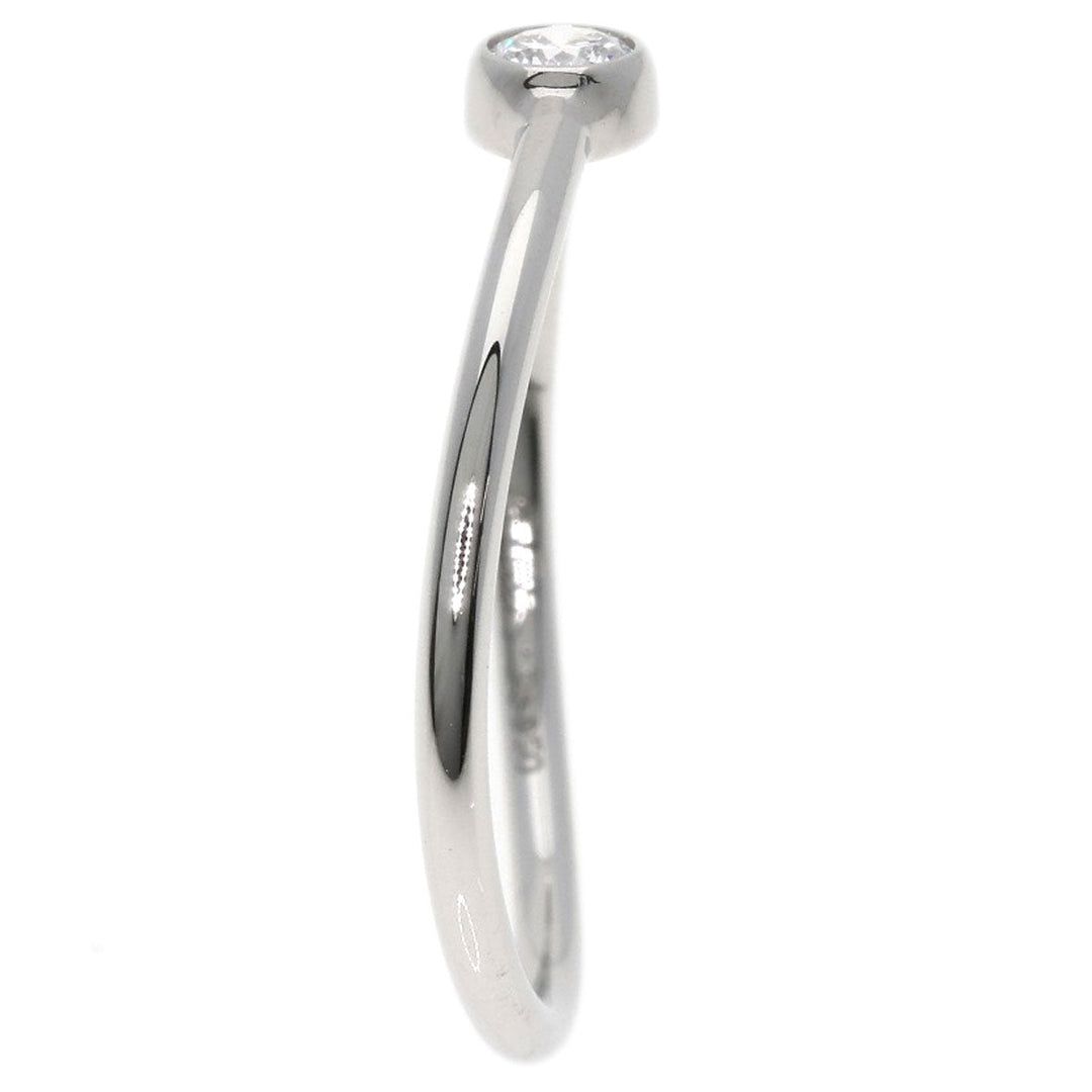 TIFFANY&Co. Ring PT950 Silver Wave 1P Diamond Women Used Authentic