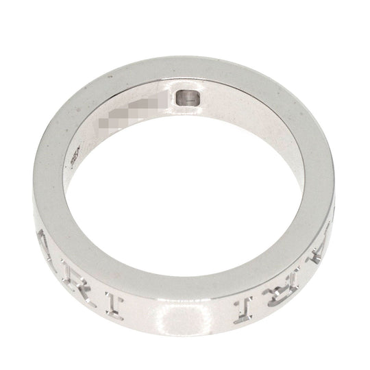 BVLGARI Ring K18WG Silver Double logo 1P Diamond Women Used Authentic