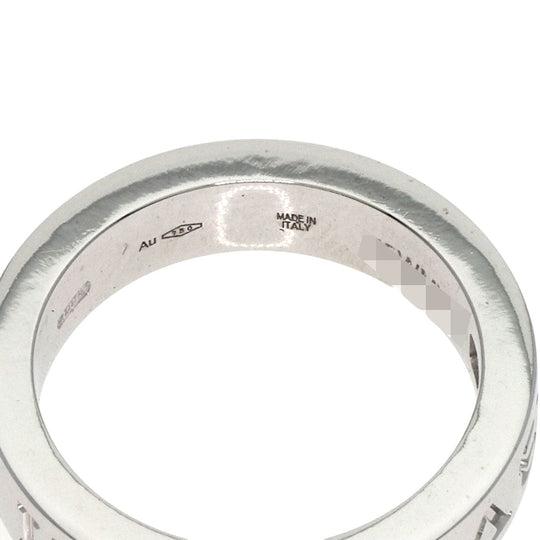 BVLGARI Ring K18WG Silver Double logo 1P Diamond Women Used Authentic