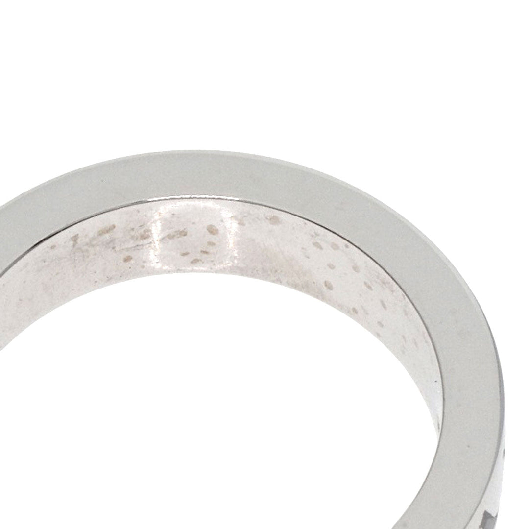 BVLGARI Ring K18WG Silver Double logo 1P Diamond Women Used Authentic