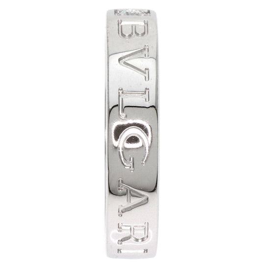BVLGARI Ring K18WG Silver Double logo 1P Diamond Women Used Authentic