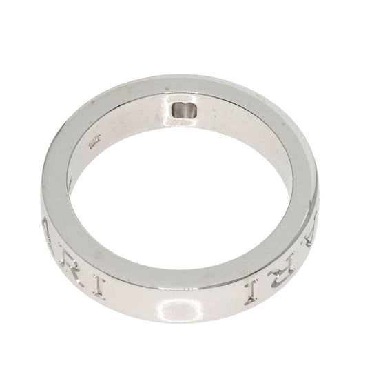 BVLGARI Ring K18WG Silver Double logo 1P Diamond Women Used Authentic