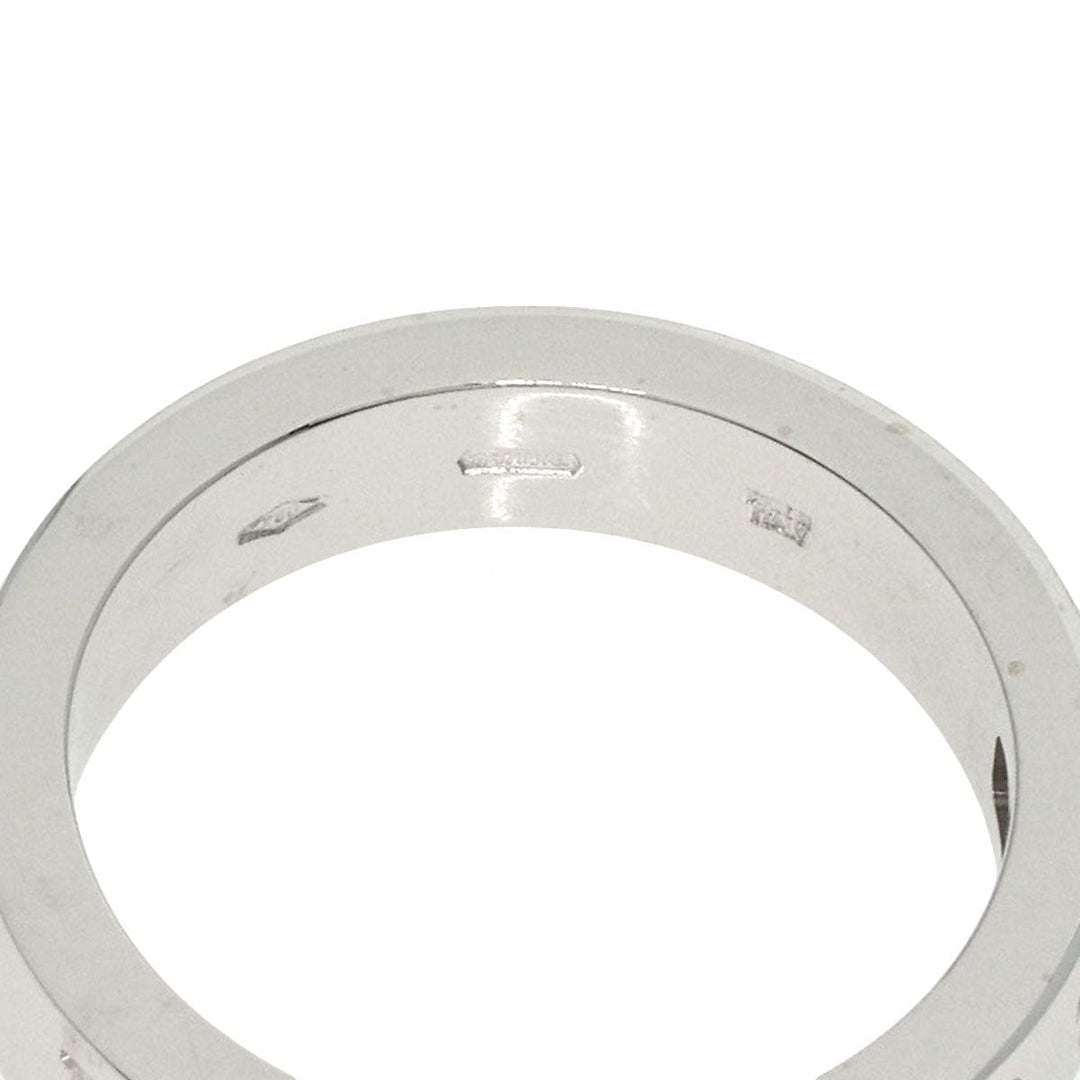 BVLGARI Ring K18WG Silver Double logo 1P Diamond Women Used Authentic