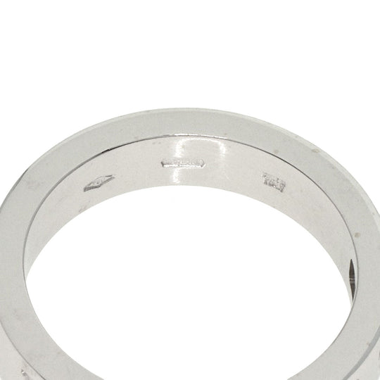 BVLGARI Ring K18WG Silver Double logo 1P Diamond Women Used Authentic