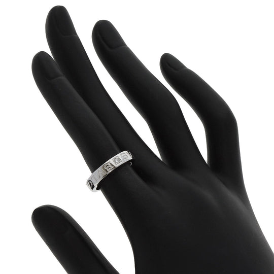 BVLGARI Ring K18WG Silver Double logo 1P Diamond Women Used Authentic