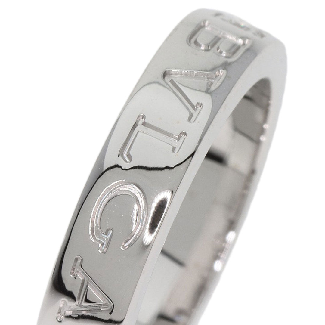 BVLGARI Ring K18WG Silver Double logo 1P Diamond Women Used Authentic