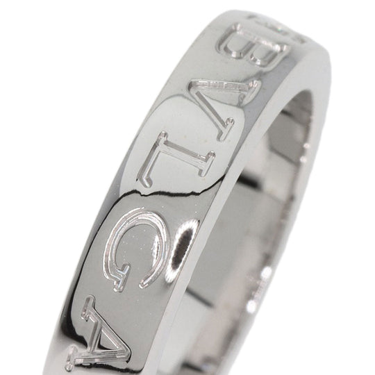 BVLGARI Ring K18WG Silver Double logo 1P Diamond Women Used Authentic