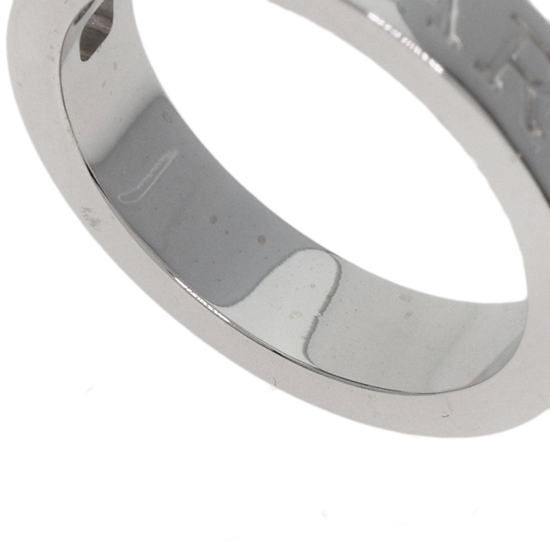 BVLGARI Ring K18WG Silver Double logo 1P Diamond Women Used Authentic