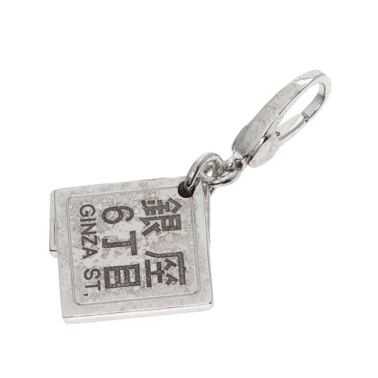 BVLGARI Pendant top K18WG Silver Square logo Ginza 6-chome Japan exclusive