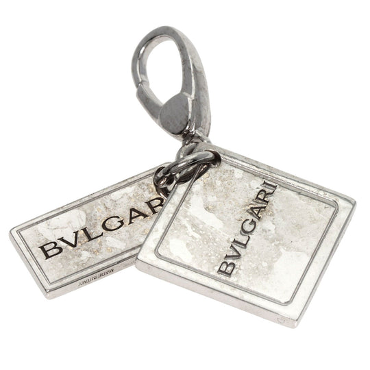 BVLGARI Pendant top K18WG Silver Square logo Ginza 6-chome Japan exclusive