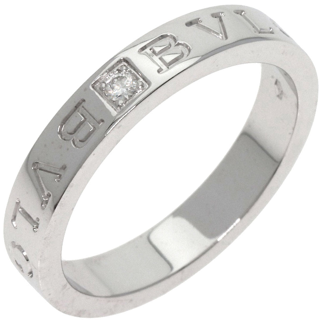 BVLGARI Ring K18WG Silver Double logo 1P Diamond