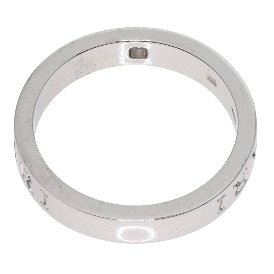 BVLGARI Ring K18WG Silver Double logo 1P Diamond