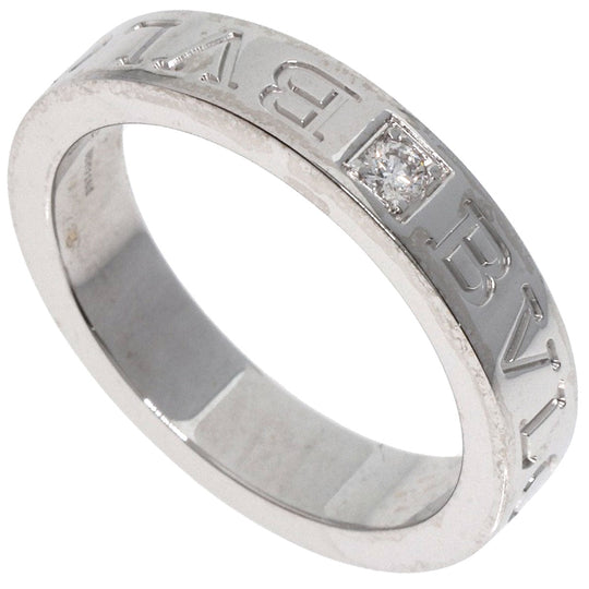 BVLGARI Ring K18WG Silver Double logo 1P Diamond