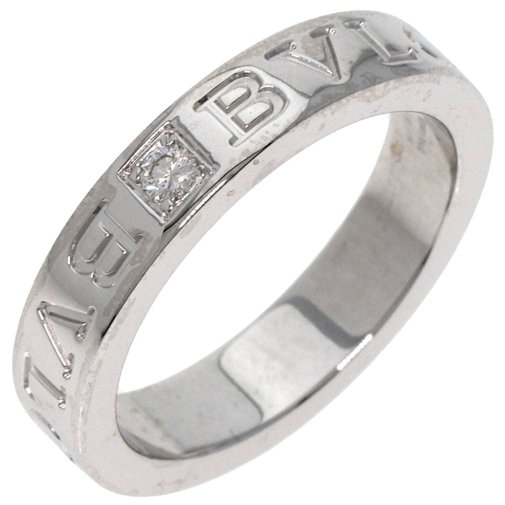 BVLGARI Ring K18WG Silver Double logo 1P Diamond
