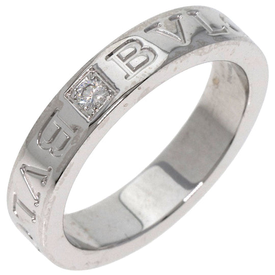 BVLGARI Ring K18WG Silver Double logo 1P Diamond