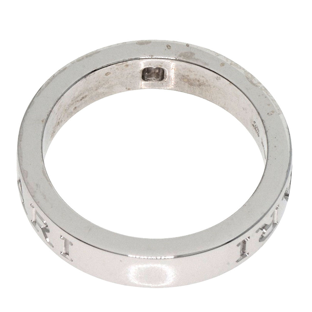 BVLGARI Ring K18WG Silver Double logo 1P Diamond
