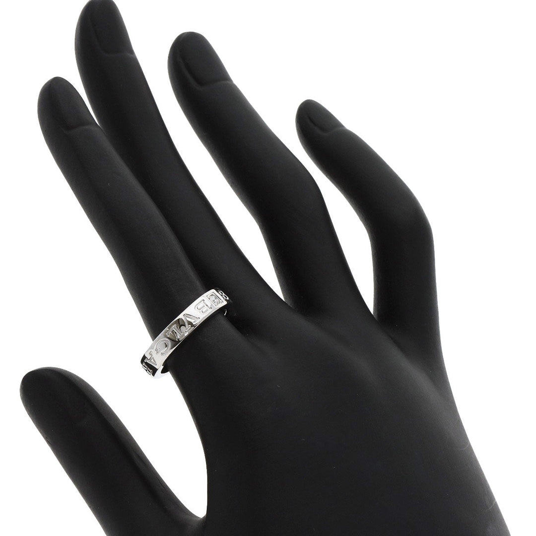 BVLGARI Ring K18WG Silver Double logo 1P Diamond