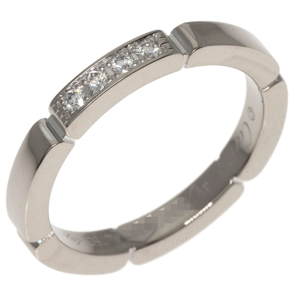 CARTIER Ring K18WG Silver MAILLON PANTHERE 4P DIAMOND #49 Women Used Authentic