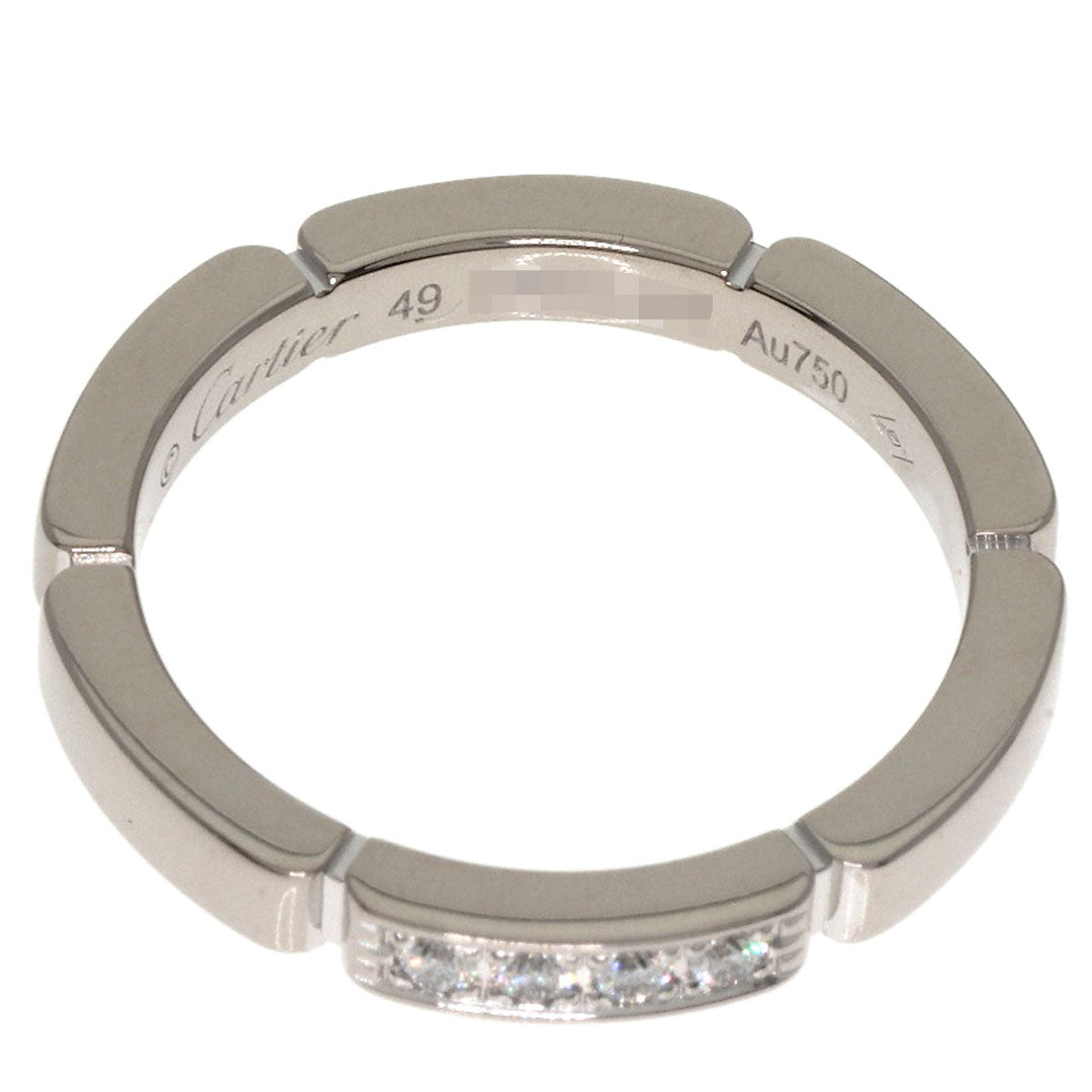 CARTIER Ring K18WG Silver MAILLON PANTHERE 4P DIAMOND #49 Women Used Authentic