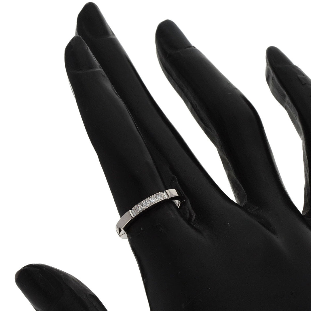 CARTIER Ring K18WG Silver MAILLON PANTHERE 4P DIAMOND #49 Women Used Authentic
