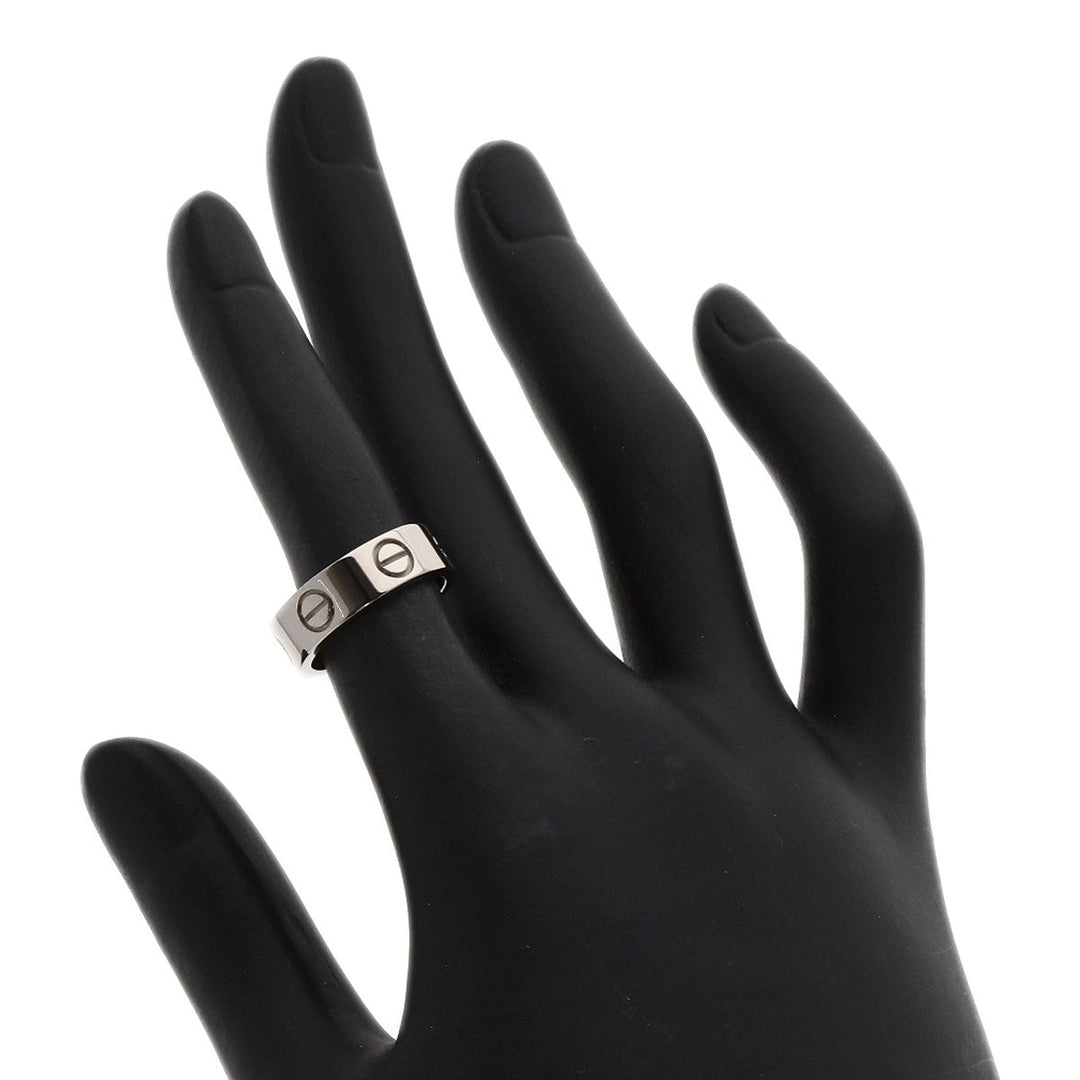 CARTIER Ring K18WG Silver Love Ring #47 Women Used Authentic