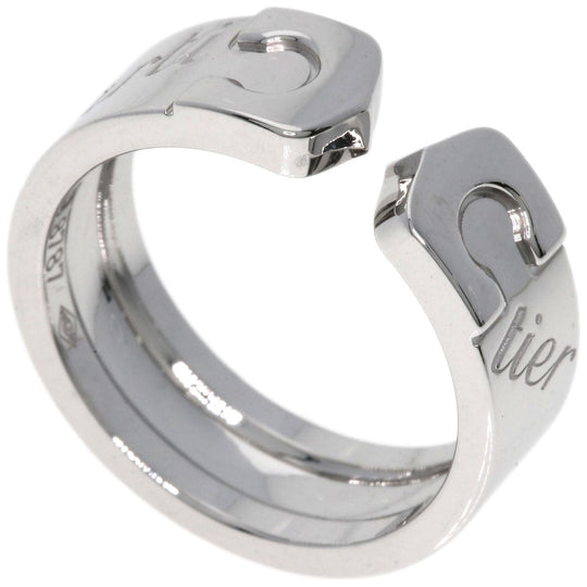 CARTIER Ring K18WG Silver 2C Ring Signature 2007 Limited Edition Logo #48 Women Used Authentic