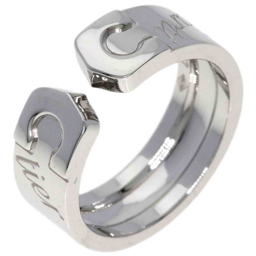 CARTIER Ring K18WG Silver 2C Ring Signature 2007 Limited Edition Logo #48 Women Used Authentic