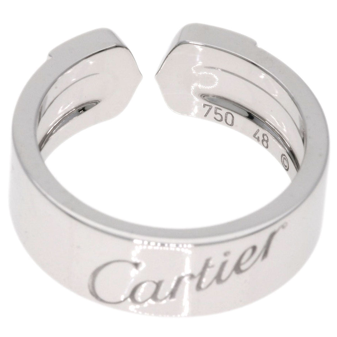 CARTIER Ring K18WG Silver 2C Ring Signature 2007 Limited Edition Logo #48 Women Used Authentic
